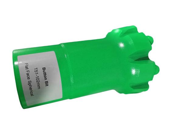 Głowica wiertnicza Hard Rock T51-102mm Płaska powierzchnia Sferyczny gwint Wiertło do skał przyciskowe do górnictwa