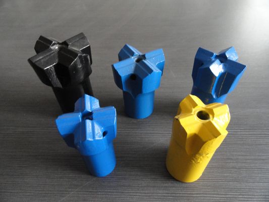 Hard Rock Drilling Cross Bits , Tungsten Carbide Button Drill Bit H25 / R25 / R32